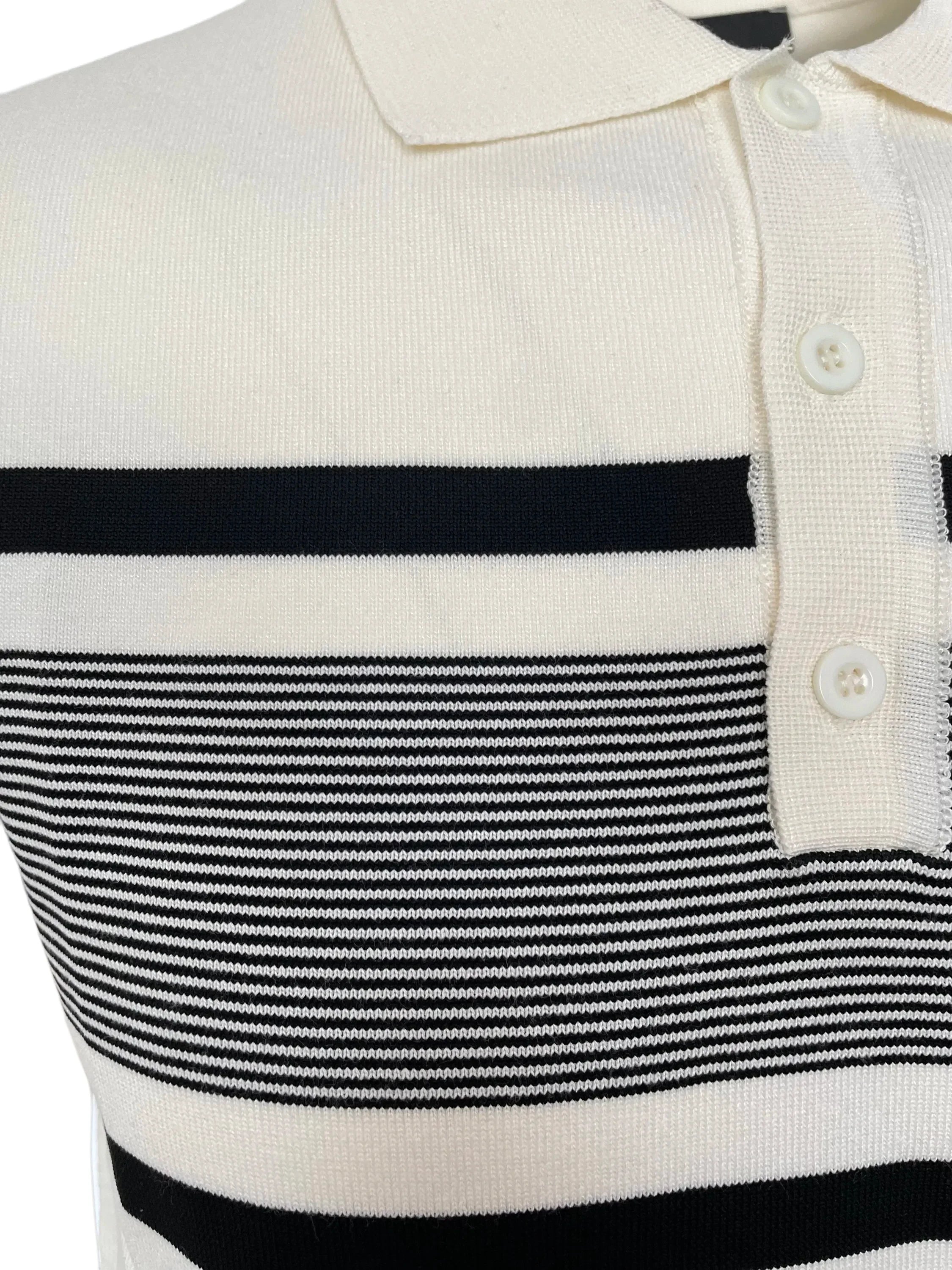 Prada Men's Striped Polo Shirt In White