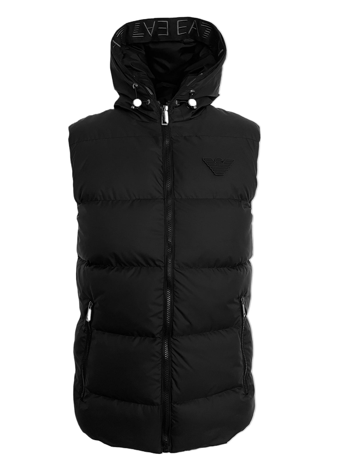 Emporio Armani Men’s Hooded Down Puffer Gilet in Black