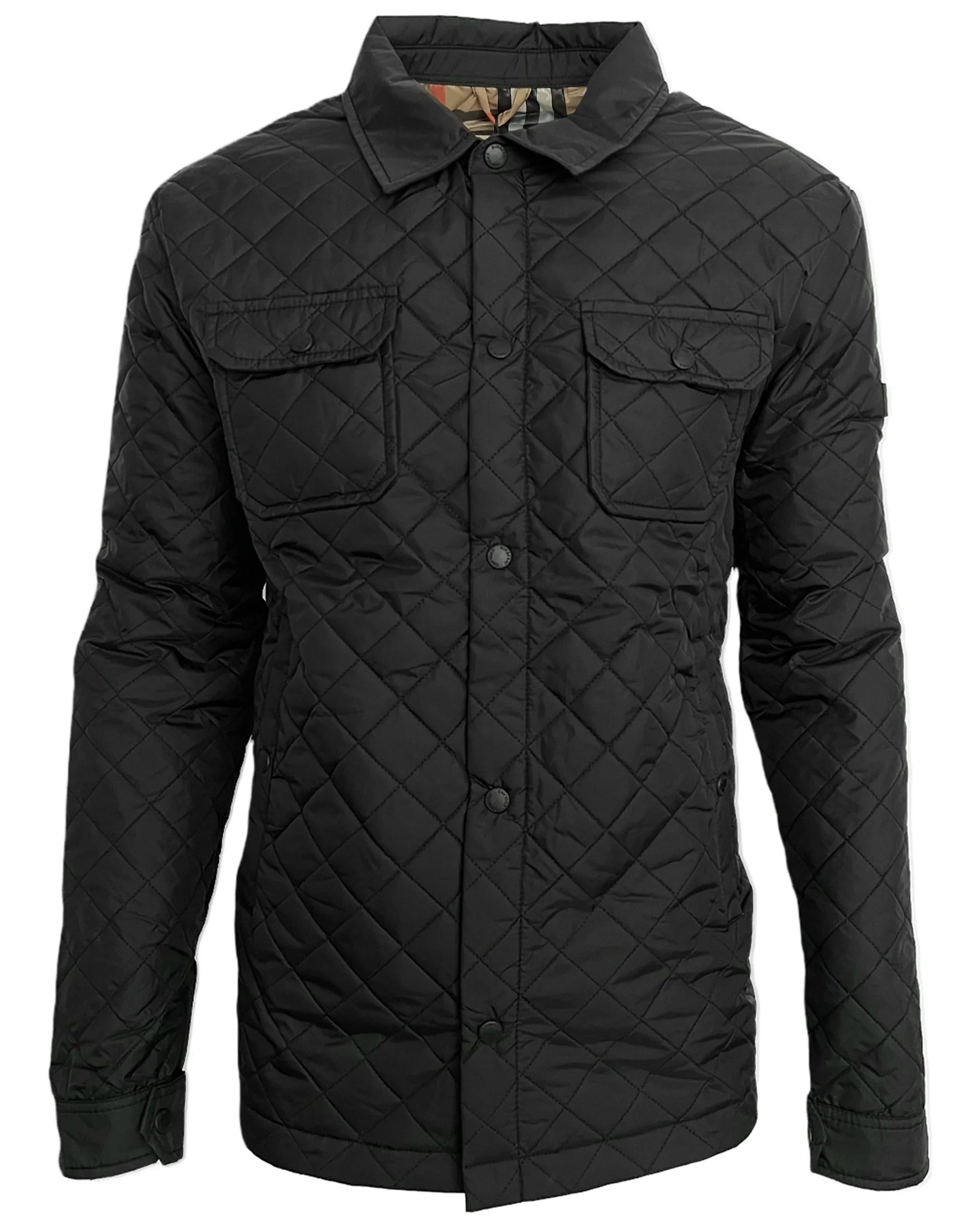 Burberry Men's Quilted Jacket In Black Slim Fit Size